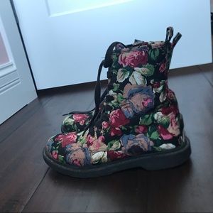 Black/floral combat boots